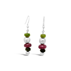 Nugget Silver and Gemstone Drop Earrings Earring Pruden and Smith Tourmaline (Moss Green)  