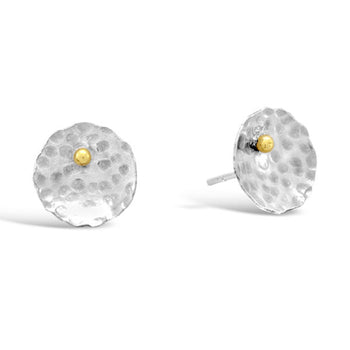 Round Silver and Gold Beaded Stud Earrings (Small) Earring Pruden and Smith   