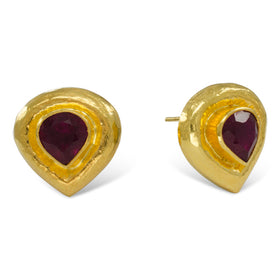 Hammered Ruby Earstuds Heart Earring Pruden and Smith   