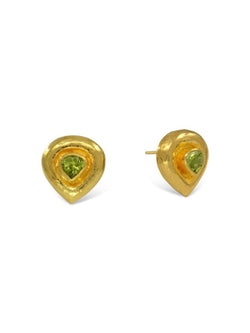 Roman Hammered Yellow Gold Peridot Stud Earrings Earring Pruden and Smith 13mm Peridot (Lime Green) 