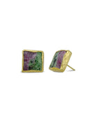 Ruby Zoisite Square Stud Earrings Earring Pruden and Smith   