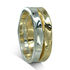 Side Hammered Two Colour Gold Wedding Ring Ring Pruden and Smith   
