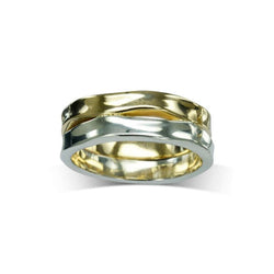 Side Hammered Silver and Gold Ring (8mm) Ring Pruden and Smith   