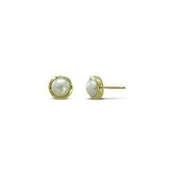 Wavy Edged 9ct Gold and Pearl Stud Earrings Earring Pruden and Smith 9ct Yellow Gold  