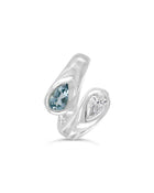 Moi et Toi Aquamarine and Diamond Platinum Ring Ring Pruden and Smith Default Title  