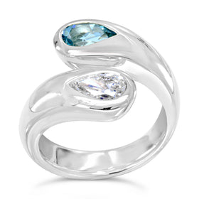 Moi et Toi Aquamarine and Diamond Platinum Ring Ring Pruden and Smith   