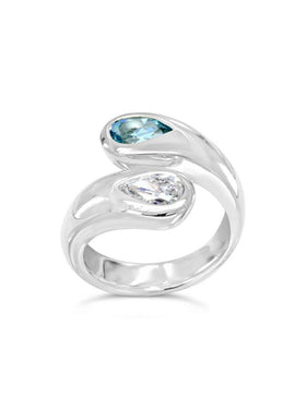 Moi et Toi Aquamarine and Diamond Platinum Ring Ring Pruden and Smith   