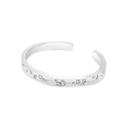 Side Hammered Solid Silver Diamond Bangle Bangle Pruden and Smith   