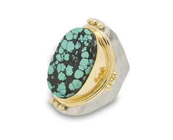 Bespoke Turquoise 18ct Gold and Silver Ring Ring Pruden and Smith   