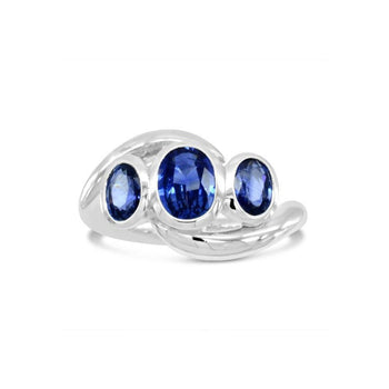 Sapphire Trilogy Ring Spiky Design Ring Pruden and Smith   