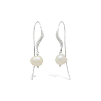 Baroque Pearl and Diamond Drop Earrings Earring Pruden and Smith   
