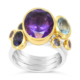Oval Amethyst Mixed Metal Stacking Ring Ring Pruden and Smith   