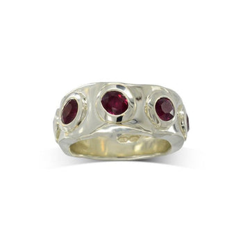 Side Hammered Ruby 9ct White Gold Eternity Ring Ring Pruden and Smith   