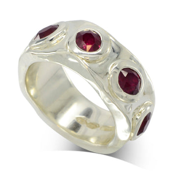 Side Hammered Ruby 9ct White Gold Eternity Ring Ring Pruden and Smith   