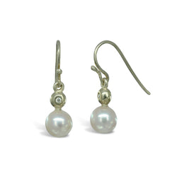 Akoya Pearl and Diamond White Gold Drop Earrings Earring Pruden and Smith   