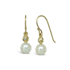 Akoya Pearl and Diamond Yellow Gold Earrings Earring Pruden and Smith   