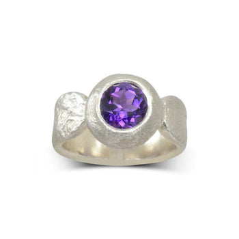 Nugget Gemstone Silver Ring Ring Pruden and Smith Amethyst (Purple)  