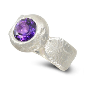 Giant Amethyst Silver Nugget Ring - Plus Other Gems Ring Pruden and Smith   