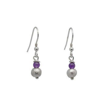 Nugget Silver and Amethyst Drop Earrings Earring Pruden and Smith   