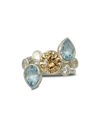 Aquamarine, Diamond and Citrine Stacking Rings Ring Pruden and Smith   