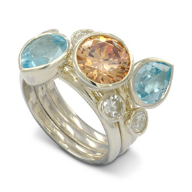 Aquamarine Diamond Citrine Stacking Rings Ring Pruden and Smith   