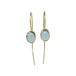 Cabochon Aquamarine Hook Gold Earrings Earring Pruden and Smith   