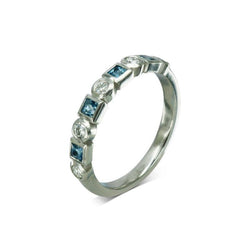 Alternating Aquamarine Diamond Platinum Half Eternity Ring Ring Pruden and Smith   
