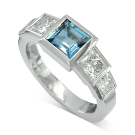 Unique Aquamarine Art Deco Engagement Ring Ring Pruden and Smith   