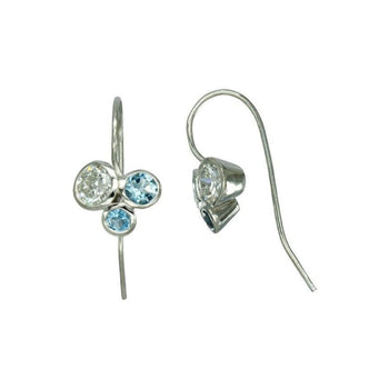Trefoil Aquamarine Diamond Cluster Earrings Earring Pruden and Smith Aquamarine  