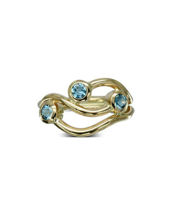 Three Strand Aquamarine 9ct Gold Dress Ring Ring Pruden and Smith   