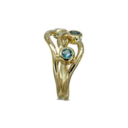 Three Strand Aquamarine 9ct Gold Dress Ring Ring Pruden and Smith   