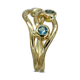 Aquamarine Gold Three Strand Dress Ring Ring Pruden and Smith   