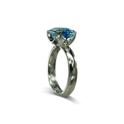 Claw Set Aquamarine White Gold Ring Ring Pruden and Smith   