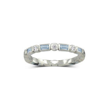 Aquamarine Diamond Platinum Full Eternity Ring Ring Pruden and Smith   