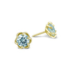 Aquamarine Revolved Claw Earstuds Yellow Gold by Pruden and Smith | AquamarineRevolvedClawEarstudsYellowGold.jpg