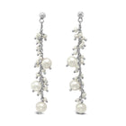 Beaded Pearl Silver Chain Dangly Earrings Earring Pruden and Smith   