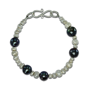 Nugget Silver and Black Oil Pearl Bracelet Bracelet Pruden and Smith   