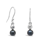 Black Pearl and Diamond Dangly Earrings Earring Pruden and Smith   