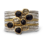 Black Spinel Stacking Rings Set Ring Pruden and Smith   