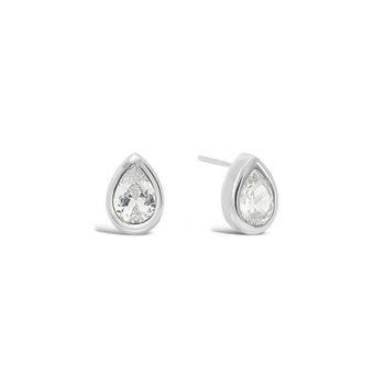 Peridot Pear Shaped Silver Stud Earrings Earring Pruden and Smith   