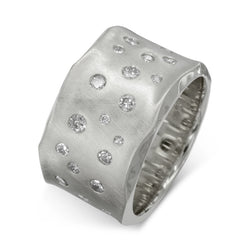 Side Hammered Brushed Diamond Eternity Ring (Wide) Ring Pruden and Smith Platinum  