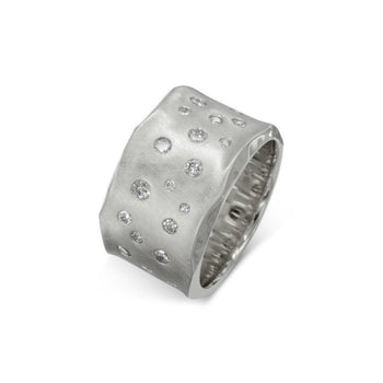 Side Hammered Brushed Diamond Eternity Ring (Wide) Ring Pruden and Smith Platinum  
