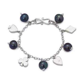 Card Charm Silver and Pearl Bracelet Bracelet Pruden and Smith   