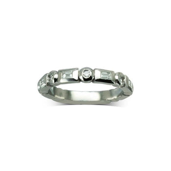 Chamfered Alternating Baguette Round Brilliant Cut Diamond Full Eternity Ring Ring Pruden and Smith   