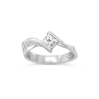 Flat Twist Princess Cut and Channel Set Diamond Engagement Ring Ring Pruden and Smith   