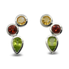 Citrine, Garnet and Peridot Silver Rubover Earrings Earring Pruden and Smith   