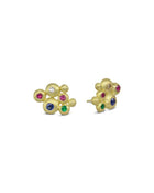 Nugget Ruby, Emerald, Sapphire and Diamond Stud Earrings Earring Pruden and Smith 18ct Yellow Gold  