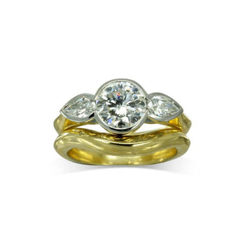 Round Brilliant and Pear Shaped Diamond Trilogy Engagement Ring Ring Pruden and Smith   