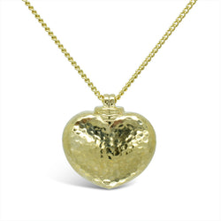Hammered Yellow Gold Heart Memorial Pendant Pendant Pruden and Smith   