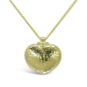 Hammered Gold Memorial Heart Pendant For Ashes Pendant Pruden and Smith   